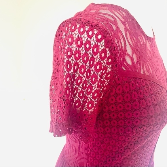 Alya by Francesca's Collection Burgundy Lace Top Mini Dress - Picture 8 of 14